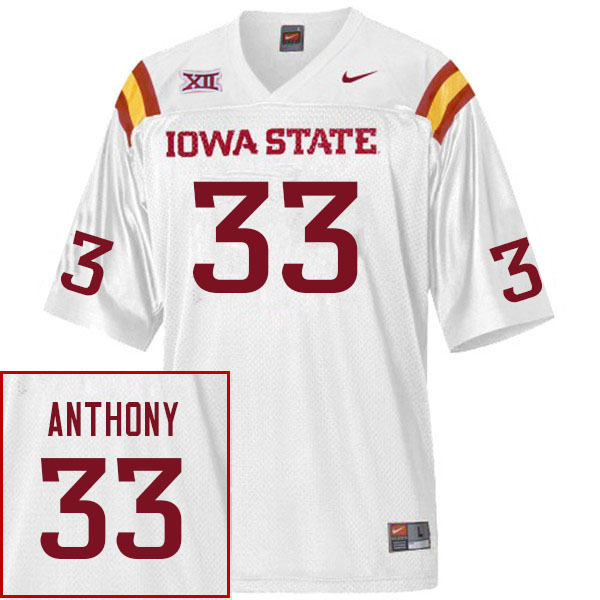 Iowa State Cyclones Men's #33 Cale Anthony Nike NCAA Authentic White College Stitched Football Jersey ER42F18LO